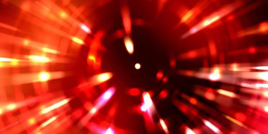 Parlayan ışıkları hareket ettirmenin havalı arka planı. Tasarımınız için canlı renkli bir portal şablonu. Işık ışınları ve hareket halindeki ışıldayan parçacıklar bir solucan deliği şekli oluşturuyor..