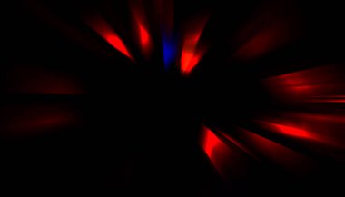 Siyah arkaplanda izole edilmiş dinamik ışık ışınları. Parlayan renkli ışık parçacıklarının grafiksel 2d çizimi.