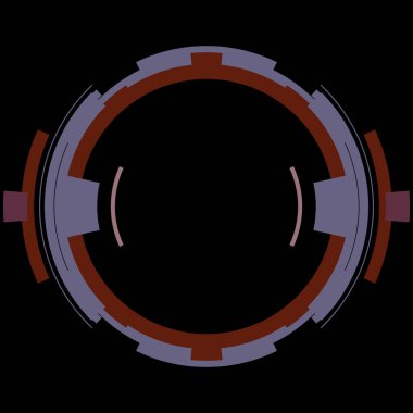 Fütürist dairesel gövde arayüzü elementi. Soyut çember geometrik arkaplan. Dijital teknolojinin grafiksel çizimi.