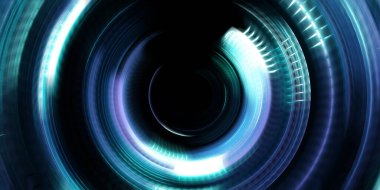 Fotoğraf makinesi konsepti. Soyut arkaplan. Dönen ışık ışınları. Hareketli kavramsal duvar kağıdı. Grafik dijital illüstrasyon. Parlayan neon ışıkları. Parlak sunum tasarım şablonu.