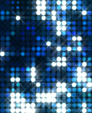 Parlak desenli duvar kağıdı. Sahne ışıkları olan renkli ışıkların ihtişamlı arkaplanı. Parlayan ışıklar siyah arka planda parti izleri. Sahne veya stadyum ışıklarının dijital illüstrasyonu. 