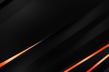 Metin için kopyalama alanı olan soyut siyah paneller. Üç boyutlu illüstrasyon. Renkli ışık özellikli koyu renk tasarım şablonu. Zarif geometrik parlak çizgili arka plan. Minimalist geometrik kapak grafiği.