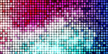 Parlayan ışıklar siyah arka planda parti izleri. Sahne veya stadyum ışıklarının dijital illüstrasyonu. Parlak desenli duvar kağıdı. Sahne ışıkları ile renkli ışıkların ihtişamlı arkaplanı.