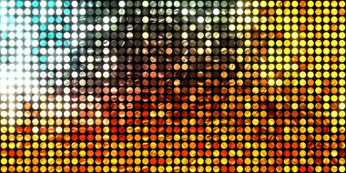 Parlayan ışıklar siyah arka planda parti izleri. Sahne veya stadyum ışıklarının dijital illüstrasyonu. Parlak desenli duvar kağıdı. Sahne ışıkları ile renkli ışıkların ihtişamlı arkaplanı.