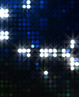 Parlak desenli duvar kağıdı. Sahne ışıkları olan renkli ışıkların ihtişamlı arkaplanı. Parlayan ışıklar siyah arka planda parti izleri. Sahne veya stadyum ışıklarının dijital illüstrasyonu. 