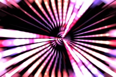 Siyah arkaplanda dönen ışık gösterisi. Lüks çizgiler. Parlak kıvrımlı duvar kağıdı. Uzay tüneli. Dönen ışık çemberi ya da maytap izi. Parlak konsept çizimi.