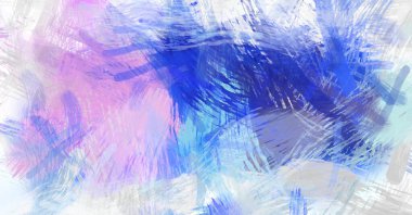 Soyut arkaplanda pürüzlü fırça darbeleri. Fırça boyası. Renkli boya darbeleri. Eşsiz duvar sanatı. Tuvaldeki modern sanat. Renkli çağdaş sanat eserleri.