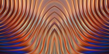 Renkli dalgalı yansıtıcı duvar kağıdının üç boyutlu çizimi. Duvar kağıdı, afiş, arkaplan, kart, kitap kapağı veya web sitesi için grafiksel illüstrasyon. Soyut parlak arkaplan.