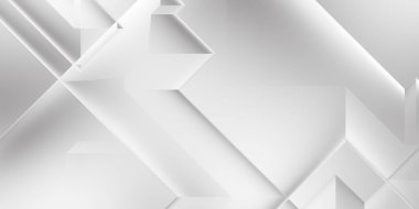 Beyaz 3d geometrik arka plan. Karanlık elementleri olan birinci sınıf soyut duvar kâğıdı. Poster, broşür, sunum ve web sitesi için özel tasarım. Moda lüks minimalist tasarım. Geometrik şablon. 