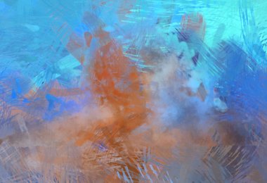 Soyut arkaplanda pürüzlü fırça darbeleri. Fırça boyası. Renkli boya darbeleri. Eşsiz duvar sanatı. Tuvaldeki modern sanat. Renkli çağdaş sanat eserleri.