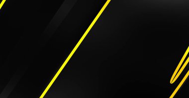 Metin için kopyalama alanı olan soyut siyah paneller. Üç boyutlu illüstrasyon. Renkli ışık özellikli koyu renk tasarım şablonu. Zarif geometrik parlak çizgili arka plan. Minimalist geometrik kapak grafiği.