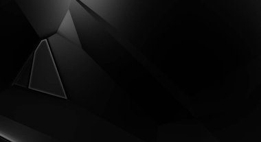 Lüks minimalist tasarım. Fütürist şablon. Karanlık elementleri olan birinci sınıf soyut duvar kâğıdı. Zarif bir zemin. Siyah üç boyutlu geometrik arkaplan. Poster, broşür, sunum için tasarım.