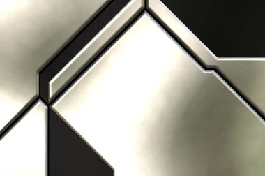 Üç boyutlu metalik doku. Uzay gemisi desenli yüzey. Aydınlık ve karanlık paneller. Fütürist soyut duvar kağıdı. Geometrik teknolojik yansıtıcı arkaplan.
