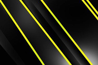 Metin için kopyalama alanı olan soyut siyah paneller. Üç boyutlu illüstrasyon. Renkli ışık özellikli koyu renk tasarım şablonu. Zarif geometrik parlak çizgili arka plan. Minimalist geometrik kapak grafiği.