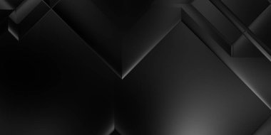 Siyah üç boyutlu geometrik arkaplan. Moda lüks minimalist tasarım. Geometrik şablon. Karanlık elementleri olan birinci sınıf soyut duvar kâğıdı. Poster, broşür, sunum, web sitesi için özel tasarım.