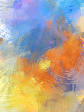 Soyut arkaplanda pürüzlü fırça darbeleri. Fırça boyası. Renkli boya darbeleri. Eşsiz duvar sanatı. Tuvaldeki modern sanat. Renkli çağdaş sanat eserleri.