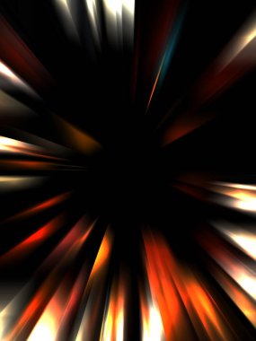 Siyah arkaplanda izole edilmiş dinamik ışık ışınları. Parlayan renkli ışık parçacıklarının grafiksel 2d çizimi.