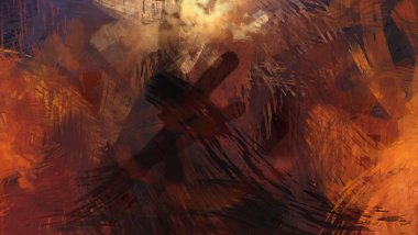 Soyut arkaplanda pürüzlü fırça darbeleri. Fırça boyası. Renkli boya darbeleri. Eşsiz duvar sanatı. Tuvaldeki modern sanat. Renkli çağdaş sanat eserleri.