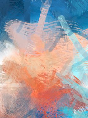 Soyut arkaplanda pürüzlü fırça darbeleri. Fırça boyası. Renkli boya darbeleri. Eşsiz duvar sanatı. Tuvaldeki modern sanat. Renkli çağdaş sanat eserleri.