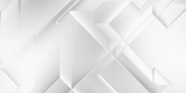 Beyaz 3d geometrik arka plan. Karanlık elementleri olan birinci sınıf soyut duvar kâğıdı. Poster, broşür, sunum ve web sitesi için özel tasarım. Moda lüks minimalist tasarım. Geometrik şablon. 