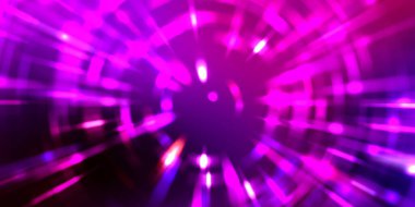 Parlayan ışıkları hareket ettirmenin havalı arka planı. Tasarımınız için canlı renkli bir portal şablonu. Işık ışınları ve hareket halindeki ışıldayan parçacıklar bir solucan deliği şekli oluşturuyor..