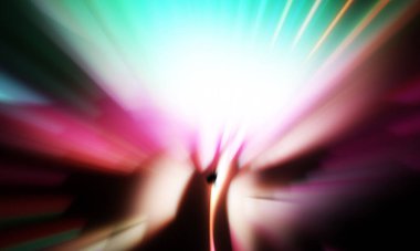 Siyah zemin üzerinde ışık parçacığı izleri. Parlayan parçacıkları ve çizgileri olan ışık patlaması yıldızı. Güzel hareketli soyut ışınlar duvar kağıdı. Renkli Patlama grafiği. Işık ışınlarının patlaması. 