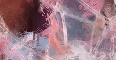 Soyut arkaplanda pürüzlü fırça darbeleri. Fırça boyası. Renkli boya darbeleri. Eşsiz duvar sanatı. Tuvaldeki modern sanat. Renkli çağdaş sanat eserleri.