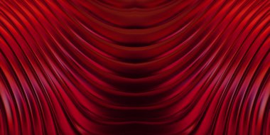 Renkli dalgalı yansıtıcı duvar kağıdının üç boyutlu çizimi. Duvar kağıdı, afiş, arkaplan, kart, kitap kapağı veya web sitesi için grafiksel illüstrasyon. Soyut parlak arkaplan.