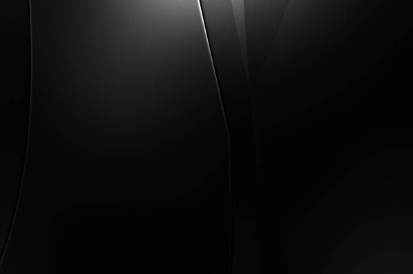 Black curvy pattern surface. 3d illustration. Abstract futuristic background. Minimalist geometric cover design. Warped black stripes. Luxury relief texture wallpaper. Elegant backdrop.