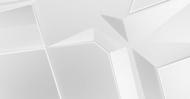 Beyaz 3d geometrik arka plan. Fütürist şablon. Karanlık elementleri olan birinci sınıf soyut duvar kâğıdı. Zarif bir zemin. Lüks minimalist tasarım. Poster, broşür, sunum için tasarım.