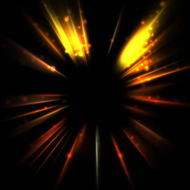 Işık huzmeleri ve parlayan parçacıkların kesiştiği güzel bir zemin. Canlı renkli ışıkların duvar kâğıdı. Parlak ışık görüntüsü.