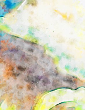 Kova desenli illüstrasyon. Çağdaş ve modern doku. Soyut renk boyama arka planı. Yaratıcı ve sanatsal duvar kağıdı. Fırçalanmış şekilleri ve lekeleri olan sanatsal duvar..