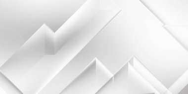 Beyaz 3d geometrik arka plan. Karanlık elementleri olan birinci sınıf soyut duvar kâğıdı. Poster, broşür, sunum ve web sitesi için özel tasarım. Moda lüks minimalist tasarım. Geometrik şablon. 