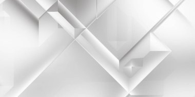 Beyaz 3d geometrik arka plan. Karanlık elementleri olan birinci sınıf soyut duvar kâğıdı. Poster, broşür, sunum ve web sitesi için özel tasarım. Moda lüks minimalist tasarım. Geometrik şablon. 