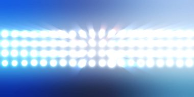 Parlak desenli duvar kağıdı. Sahne ışıkları olan renkli ışıkların ihtişamlı arkaplanı. Parlayan ışıklar siyah arka planda parti izleri. Sahne veya stadyum ışıklarının dijital illüstrasyonu. 