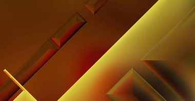 Geometrik dinamik şekiller. Gölgeli teknoloji dijital şablonu ve gradyan arka planda ışıklar. Modern basit geometrik renk gradyanı soyut arkaplan. 3B illüstrasyon. 