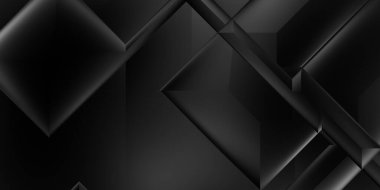 Siyah üç boyutlu geometrik arkaplan. Moda lüks minimalist tasarım. Geometrik şablon. Karanlık elementleri olan birinci sınıf soyut duvar kâğıdı. Poster, broşür, sunum, web sitesi için özel tasarım.
