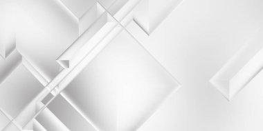Beyaz 3d geometrik arka plan. Karanlık elementleri olan birinci sınıf soyut duvar kâğıdı. Poster, broşür, sunum ve web sitesi için özel tasarım. Moda lüks minimalist tasarım. Geometrik şablon. 