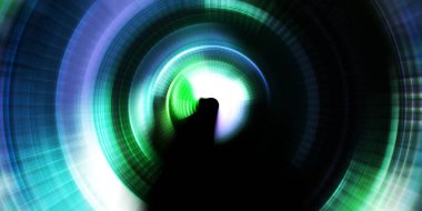 Parlayan neon ışıkları. Parlak sunum tasarım şablonu. Fotoğraf makinesi konsepti. Soyut arkaplan. Dönen ışık ışınları. Hareketli kavramsal duvar kağıdı. Grafik dijital illüstrasyon. 