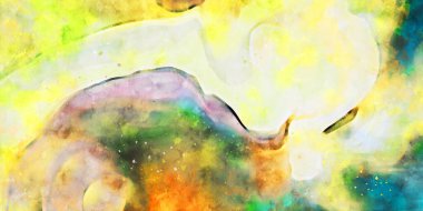 Kova desenli illüstrasyon. Çağdaş ve modern doku. Soyut renk boyama arka planı. Yaratıcı ve sanatsal duvar kağıdı. Fırçalanmış şekilleri ve lekeleri olan sanatsal duvar..