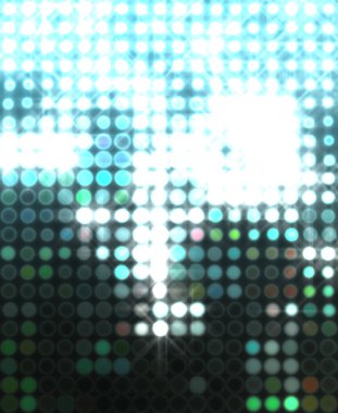 Parlak desenli duvar kağıdı. Sahne ışıkları olan renkli ışıkların ihtişamlı arkaplanı. Parlayan ışıklar siyah arka planda parti izleri. Sahne veya stadyum ışıklarının dijital illüstrasyonu. 