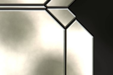 Üç boyutlu metalik doku. Uzay gemisi desenli yüzey. Aydınlık ve karanlık paneller. Fütürist soyut duvar kağıdı. Geometrik teknolojik yansıtıcı arkaplan.