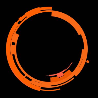 Fütürist dairesel gövde arayüzü elementi. Soyut çember geometrik arkaplan. Dijital teknolojinin grafiksel çizimi.