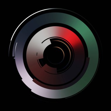 Gelecekçi hud arayüzü elementi. Soyut geometrik arkaplan. Dijital teknolojinin grafiksel çizimi siyah arkaplanda izole edildi..