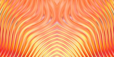Renkli dalgalı yansıtıcı duvar kağıdının üç boyutlu çizimi. Duvar kağıdı, afiş, arkaplan, kart, kitap kapağı veya web sitesi için grafiksel illüstrasyon. Soyut parlak arkaplan.