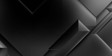 Siyah üç boyutlu geometrik arkaplan. Moda lüks minimalist tasarım. Geometrik şablon. Karanlık elementleri olan birinci sınıf soyut duvar kâğıdı. Poster, broşür, sunum, web sitesi için özel tasarım.