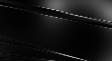 Geometrik katmanlı 3 boyutlu siyah arkaplan. Soyut koyu fütüristik duvar kağıdı. Zarif, parlak çizgili arka plan. Poster, broşür, sunum ve web sitesi için geometrik şablon tasarımı.