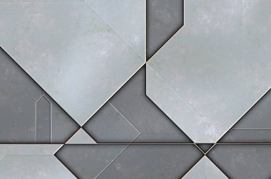 Katmanlı paneller. Fütürist soyut duvar kağıdı. Geometrik teknolojik yansıtıcı arka plan 3D metalik doku. Uzay gemisi desen yüzeyi.