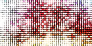 Parlayan ışıklar siyah arka planda parti izleri. Sahne veya stadyum ışıklarının dijital illüstrasyonu. Parlak desenli duvar kağıdı. Sahne ışıkları ile renkli ışıkların ihtişamlı arkaplanı.