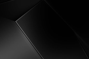 Lüks minimalist tasarım. Fütürist şablon. Karanlık elementleri olan birinci sınıf soyut duvar kâğıdı. Zarif bir zemin. Siyah üç boyutlu geometrik arkaplan. Poster, broşür, sunum için tasarım.